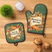 Thanksgiving zegenen ovenwant & pannenlap set (Top down)