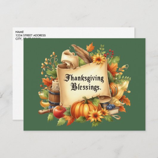 Thanksgiving zegenend Briefkaart (Voorkant / Achterkant)