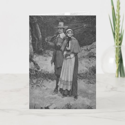 Thanksgiving zegening - Pelgrim paar Feestdagen Kaart (Voorkant)