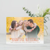 Thanksgiving zegent fotogroet feestdagenkaart (Staand voorkant)