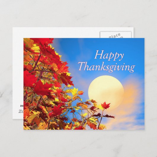 Thanksgiving zon en Herfst Feestdagenkaart (Voorkant / Achterkant)