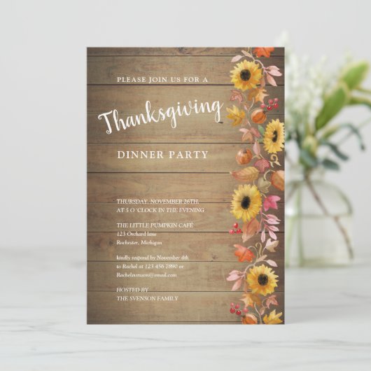 Thanksgiving zonnebloemen en bladeren kaart (Staand voorkant)