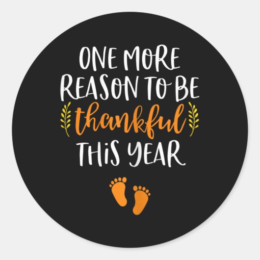 Thanksgiving Zwangerschap Aankondiging Herfst Baby Ronde Sticker (Voorkant)