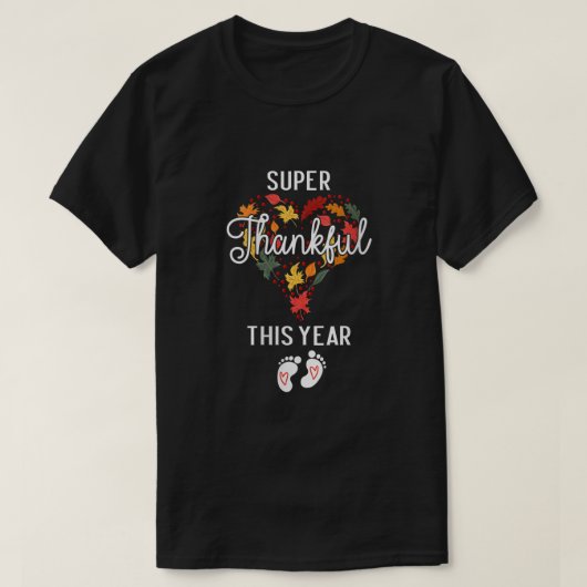 Thanksgiving Zwangerschap Aankondiging super t la T-shirt (Design voorkant)