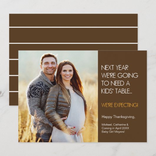 Thanksgiving zwangerschapsaankondiging Kaart (Voorkant / Achterkant)