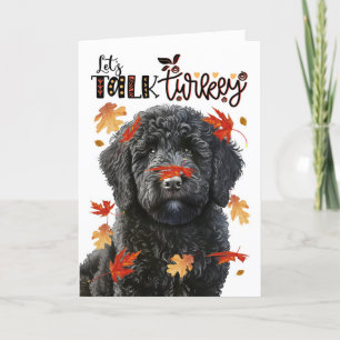 Thanksgiving zwart labradoodle laten we praten tur feestdagen kaart