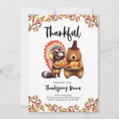 Thanksgivingen schattige dieren Uitnodiging (Voorkant)