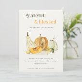 Thanksgivingen van soft Floral Pumpkin-diner Feestdagenkaart (Staand voorkant)