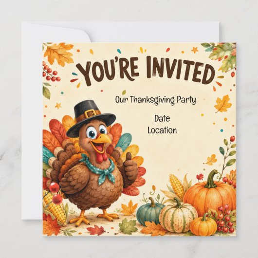 Thanksgivingfeest uitnodiging (Voorkant)