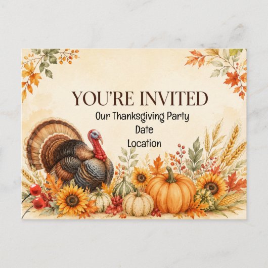 Thanksgivingfeest uitnodiging (Voorkant)