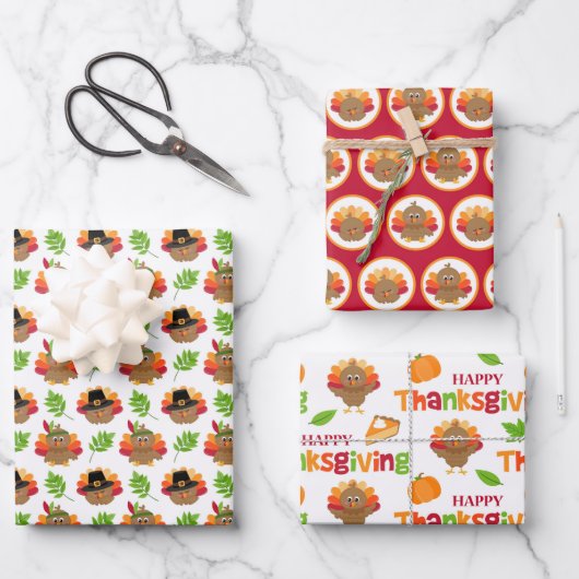 Thanksgivingkalkoen Inpakpapier Vel (Voorkant)