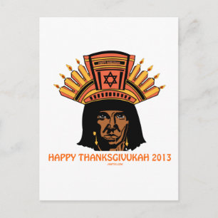 THANKSGIVUKAH INDIAN MENORAH MAN BRIEFKAART