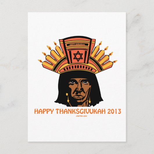 THANKSGIVUKAH INDIAN MENORAH MAN BRIEFKAART (Voorkant)