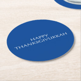 Thanksgivukkah blauwe witte Thanksgiving Hanukkah Ronde Kartonnen Onderzetter