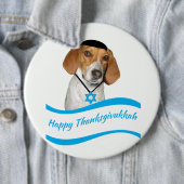 Thanksgivukkah Button Funny Hound Dog met Yamaka (In situ)