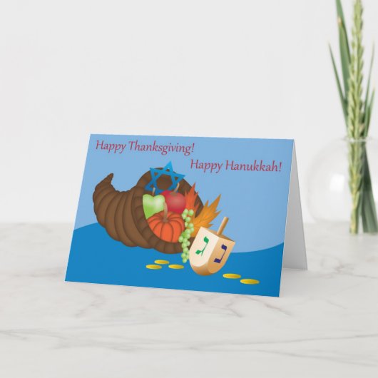 Thanksgivukkah Card (Thanksgiving and Hanukkah) 4 Feestdagen Kaart (Voorkant)
