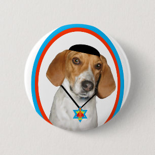 Thanksgivukkah Funny Hound Dog met Yamaka Ronde Button 5,7 Cm