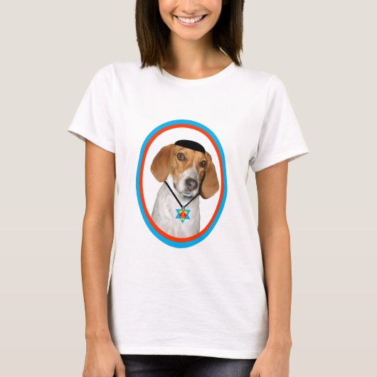 Thanksgivukkah Funny Hound Dog met Yamaka T-shirt (Voorkant)