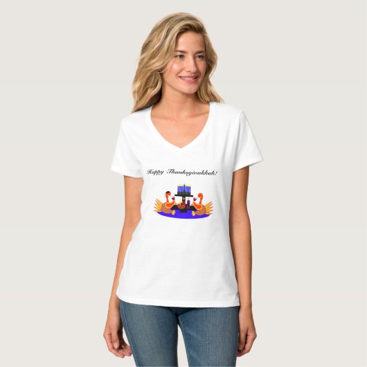 Thanksgivukkah Funny Turkey Wine Tshirt (Voorkant volledig)