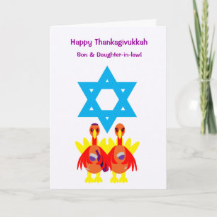 Thanksgivukkah Funny Turkeys Wine Wenskaart Feestdagen Kaart