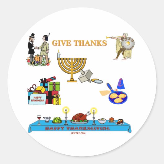 THANKSGIVUKKAH GEEF BEDANKT CADEAUS VOOR HANUKKAH RONDE STICKER (Voorkant)