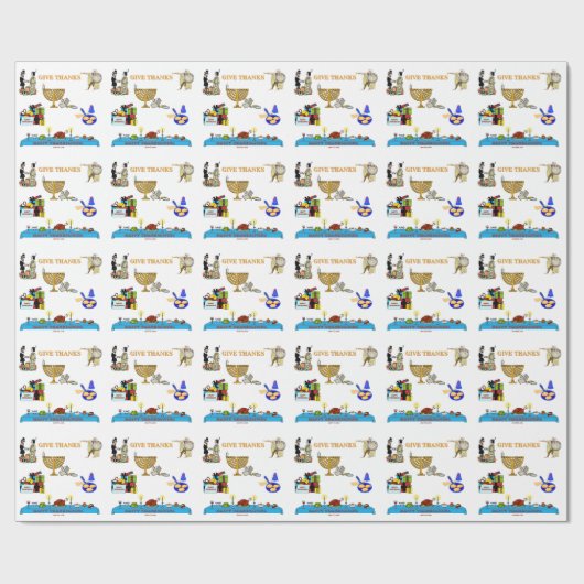 THANKSGIVUKKAH GEEFT BEDANKT VOOR HANUKKAH CADEAUPAPIER (Vlak)