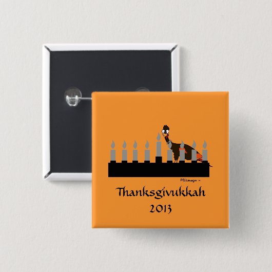 Thanksgivukkah Menorah Button (Voorkant /achterkant)