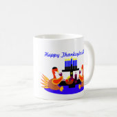 Thanksgivukkah Mok Funny Toasting Turkeys (Voorkant rechts)