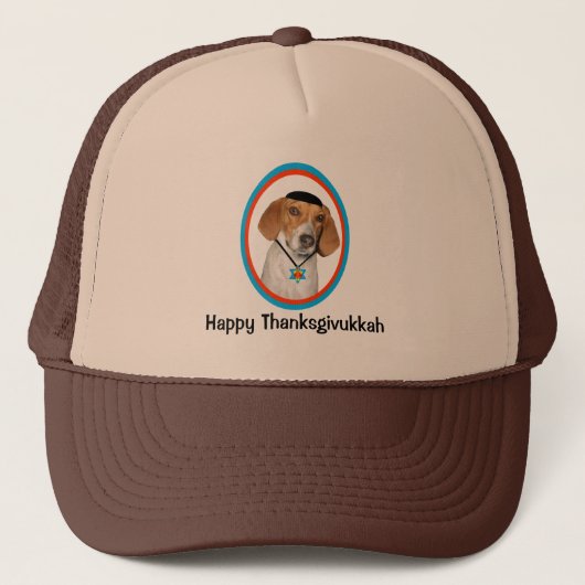 Thanksgivukkah Pet Funny Hound Dog met Yamaka (Voorkant)