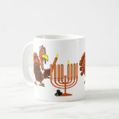 Thanksgivukkah Turkey Lighting Menorah Coffee Mok (Voorkant links)