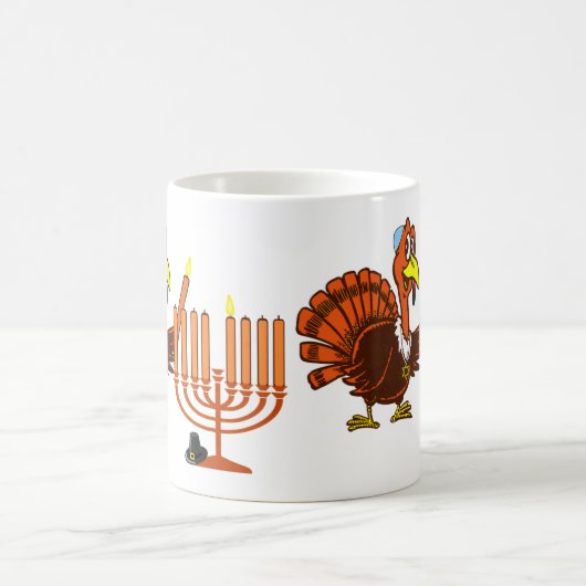 Thanksgivukkah Turkey Lighting Menorah Coffee Mok (Center)
