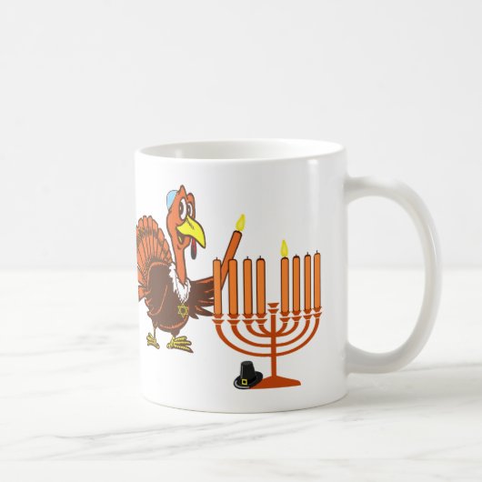 Thanksgivukkah Turkey Lighting Menorah Coffee Mok (Rechts)