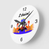 Thanksgivukkah Wine Toasting Turkeys Clock Ronde Klok (Hoek)
