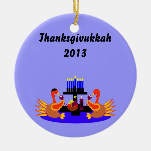 Thanksgivukkah Wine Toasting Turkeys Ornament (Voorkant)