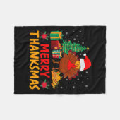 Thanksmas Kerst Thanksgiving Turkije Santa Fleece Deken (Voorkant (Horizontaal))