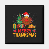 Thanksmas Kerst Thanksgiving Turkije Santa Magneet (Voorkant)