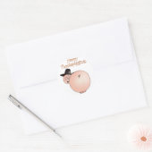 "Thankspigging" Grappige Cartoon Pig Thanksgiving Ronde Sticker (Envelop)