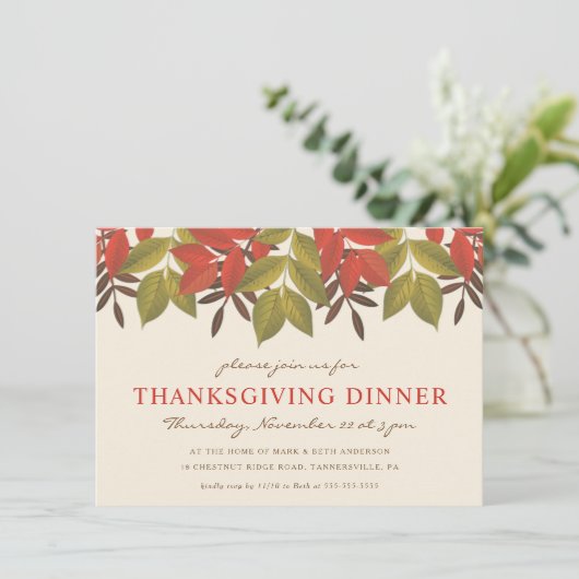 THANKSSGIVER DINNER INVITE | KORTE FOLIAGE KAART (Staand voorkant)
