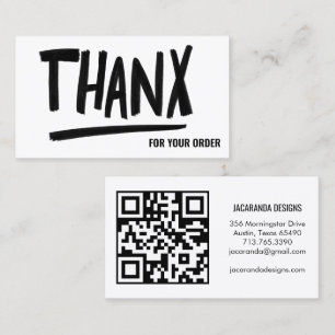 THANX penseelstreek Bedankt voor uw bestelling QR  Visitekaartje
