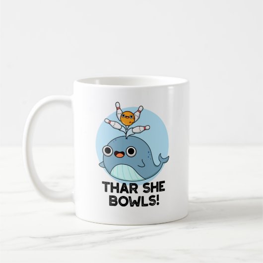Thar ze Bowls Funny Whale Bowling Pun Koffiemok (Links)