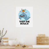 Thar ze Bowls Funny Whale Bowling Pun Poster (Keuken)