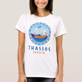 Thassos, Griekenland Grieks scheepsontwerp voor da T-shirt