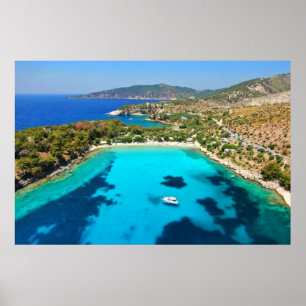 Thassos Island Kavala Greece Turquoise Water Blue Poster