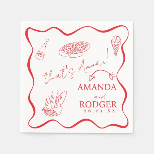That’s Amore Italian Doodles Wedding Napkin Servet (Voorkant)