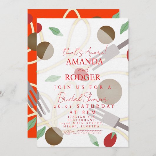 That’s Amore Italian Pasta Wedding Kaart (Voorkant / Achterkant)