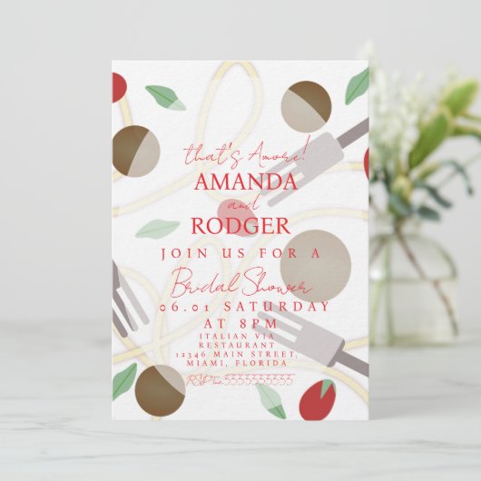 That’s Amore Italian Pasta Wedding Kaart (Staand voorkant)