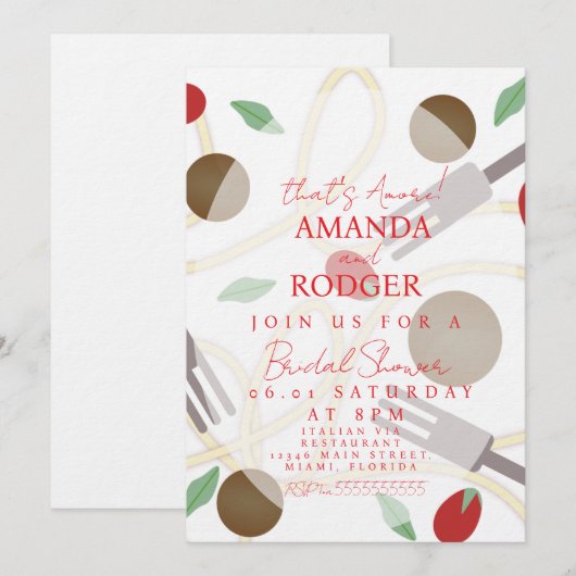 That’s Amore Italian Pasta Wedding Kaart (Voorkant / Achterkant)