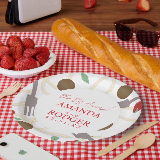 That’s Amore Italian Pasta Wedding Papieren Bordje (Picknick)