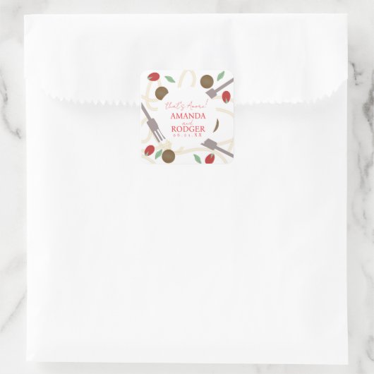 That’s Amore Italian Pasta Wedding Vierkante Sticker (Tas)