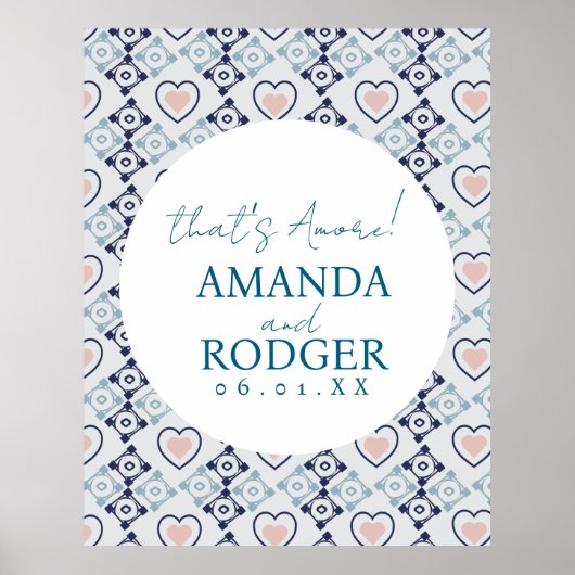 That’s Amore Italian Tiles and Hearts Poster (Voorkant)